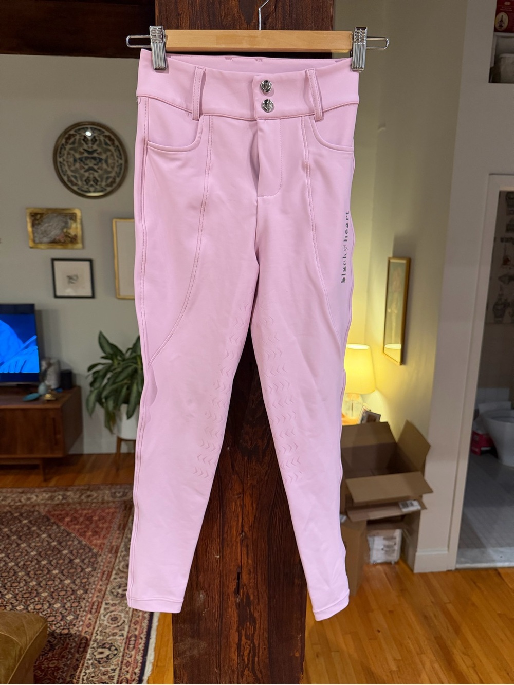Girls Black Heart Pink Kids Riding Tights size 10/11 NWT